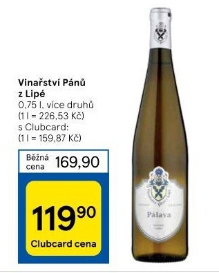 Vína Vinařství Pánů z Lipé