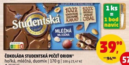 Čokoláda Studentská pečeť Orion