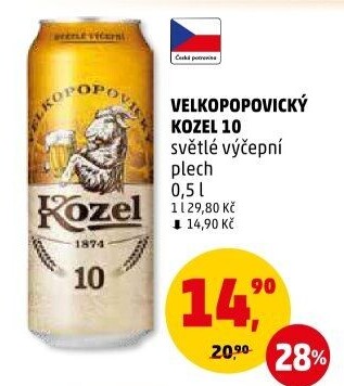 Pivo světlé výčepní 10°Velkopopovický Kozel
