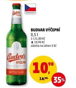 Pivo světlé výčepní Budweiser Budvar