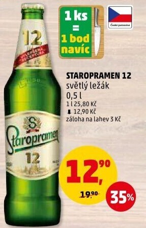 Pivo světlý ležák 12° Staropramen - Penny Market akcniletaky.com