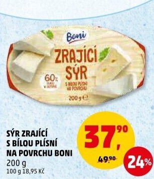Sýr zrající s bílou plísní na povrchu Boni