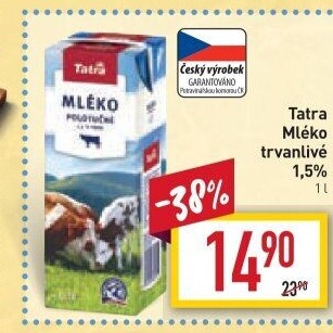 Mléko trvanlivé Tatra - 1,5% polotučné