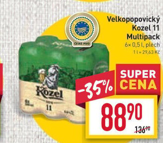 Pivo ležák 11° Velkopopovický Kozel