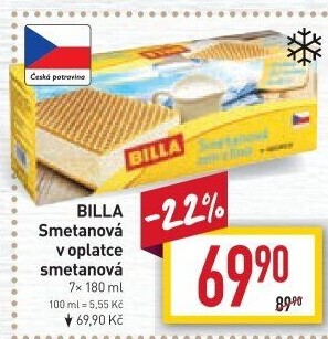 Smetanová zmrzlina v oplatce Billa