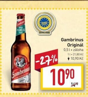 Pivo světlé výčepní Originál 10° Gambrinus