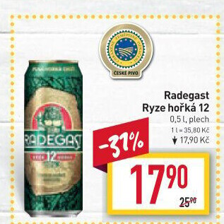 Pivo světlý ležák 12° Ryze hořká Radegast