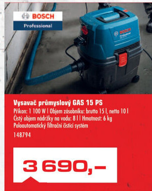 Vysavač průmyslový GAS 15 PS Bosch Professional