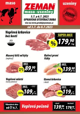 akční leták ZEMAN maso - uzeniny 3.7.2023-8.7.2023