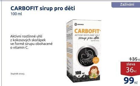 Doplněk stravy aktivní rostlinné uhlí sirup pro děti Dacom Pharma