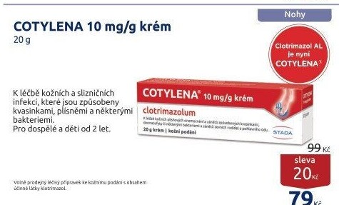 Krém proti plísním a mykózám Cotylena