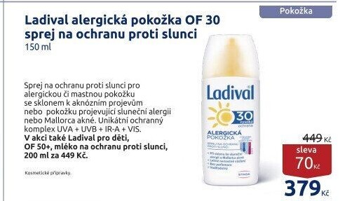 Opalovací sprej Allergy OF 30 Ladival