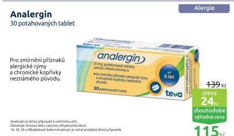Tablety proti alergii Analergin
