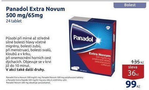 Tablety proti bolesti Extra Novum Panadol