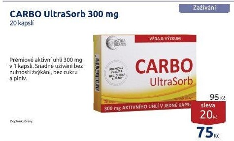 Tablety proti průjmu Carbo UltraSorb Astina Pharm