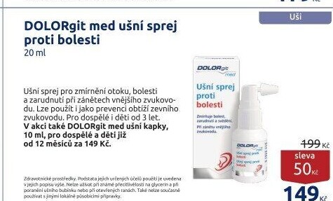 Ušní sprej proti bolesti DolorGit