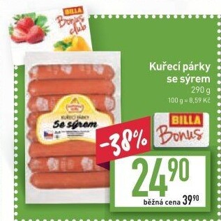 Párky kuřecí se sýrem Vodňanské kuře