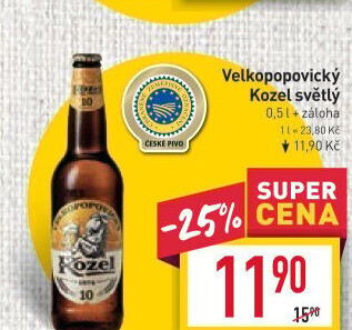 Pivo světlé výčepní 10°Velkopopovický Kozel