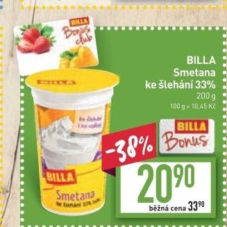 Smetana ke šlehání Billa 33%