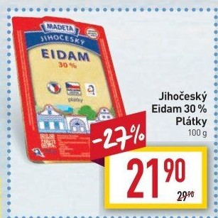 Sýr Eidam Jihočeský 30% Madeta