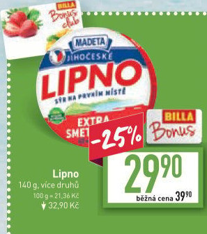 Tavený sýr Jihočeské Lipno Madeta