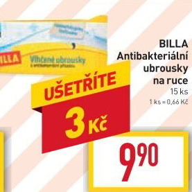 Ubrousky vlhčené antibakteriální Billa