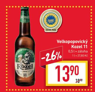 Pivo ležák 11° Velkopopovický Kozel
