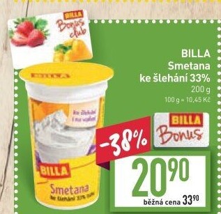 Smetana ke šlehání Billa 33%