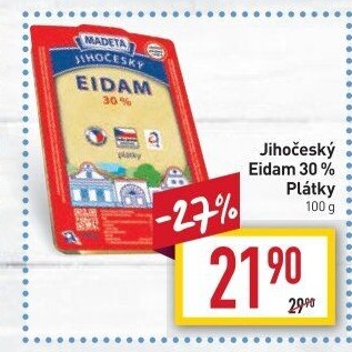 Sýr Eidam Jihočeský 30% Madeta