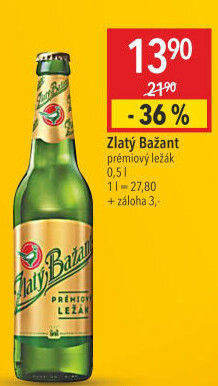 Pivo světlý ležák 12° Zlatý Bažant