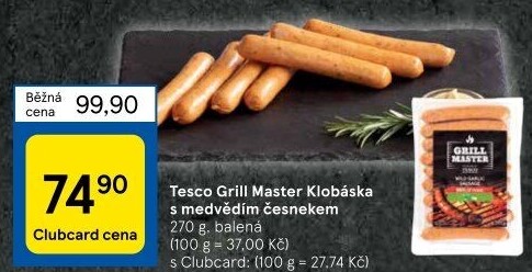 Grilovací klobáska s medvědím česnekem Grill Master Tesco