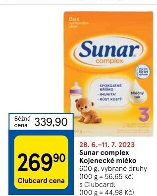 Kojenecká výživa Sunar Complex