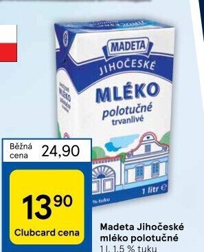 Mléko trvanlivé Jihočeské Madeta - 1,5% polotučné