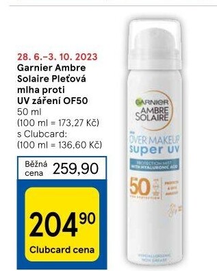 Mlha na opalování over makeup OF 50 Ambre Solaire Garnier