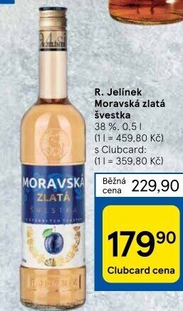 Pálenka Švestka zlatá Moravská Rudolf Jelínek