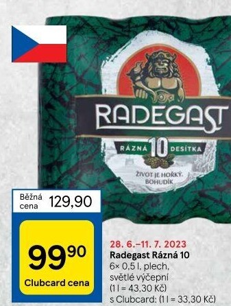 Pivo světlé výčepní Rázná 10° Radegast