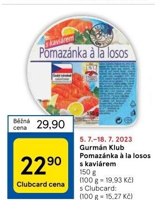 Pomazánka a la losos Gurmán klub