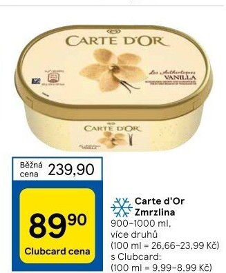 Zmrzlina ve vaničce Carte D'