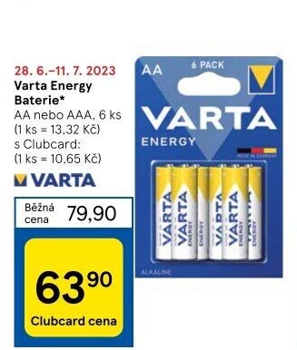 Baterie alkalické Energy Varta