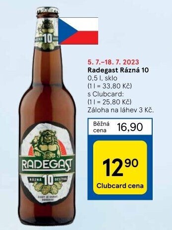 Pivo světlé výčepní Rázná 10° Radegast