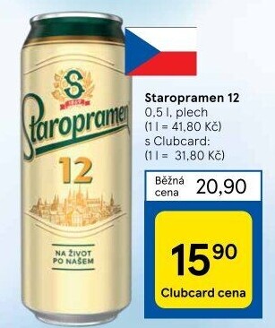 Pivo světlý ležák 12° Staropramen