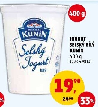 Bílý jogurt selský Kunín