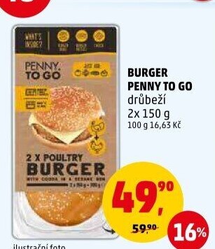 Drůbeží burger Penny To Go