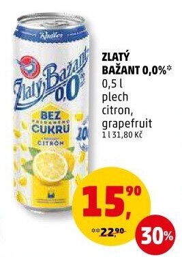 Nealkoholické pivo ochucené Radler Zlatý Bažant