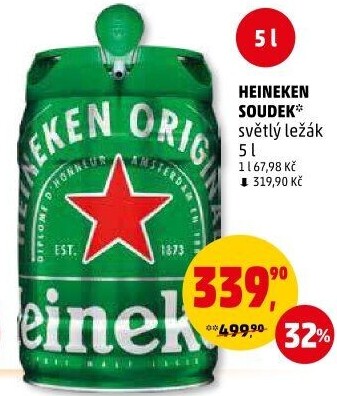 Pivo světlý ležák Heineken - soudek