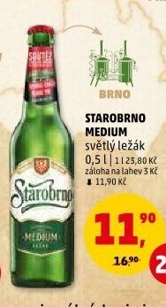 Pivo světlý ležák nepasterizovaný 11° Medium Starobrno