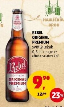 Pivo světlý ležák Rebel Pivovar Havlíčkův Brod