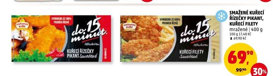 Řízečky kuřecí smažené mražené Pikant Vodňanské kuře