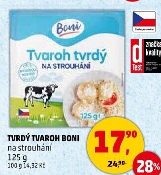 Tvaroh tvrdý na strouhání Boni