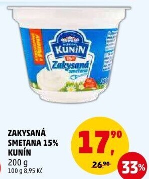 Zakysaná smetana Kunín 15%